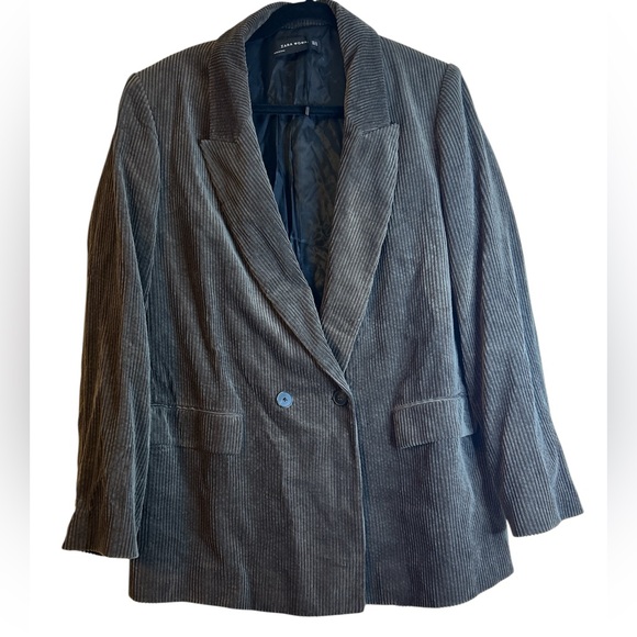 Zara Woman Chocolate Brown Corduroy Like Blazer - Picture 1 of 16